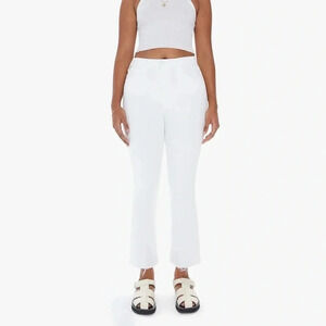 MOTHER The Hustle Ankle Fray Jeans High Rise in White